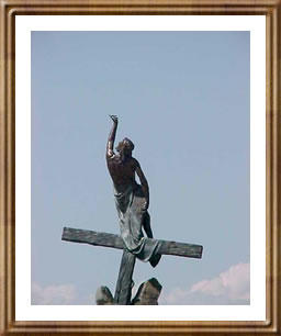 Statue of Jesus rising from the cross